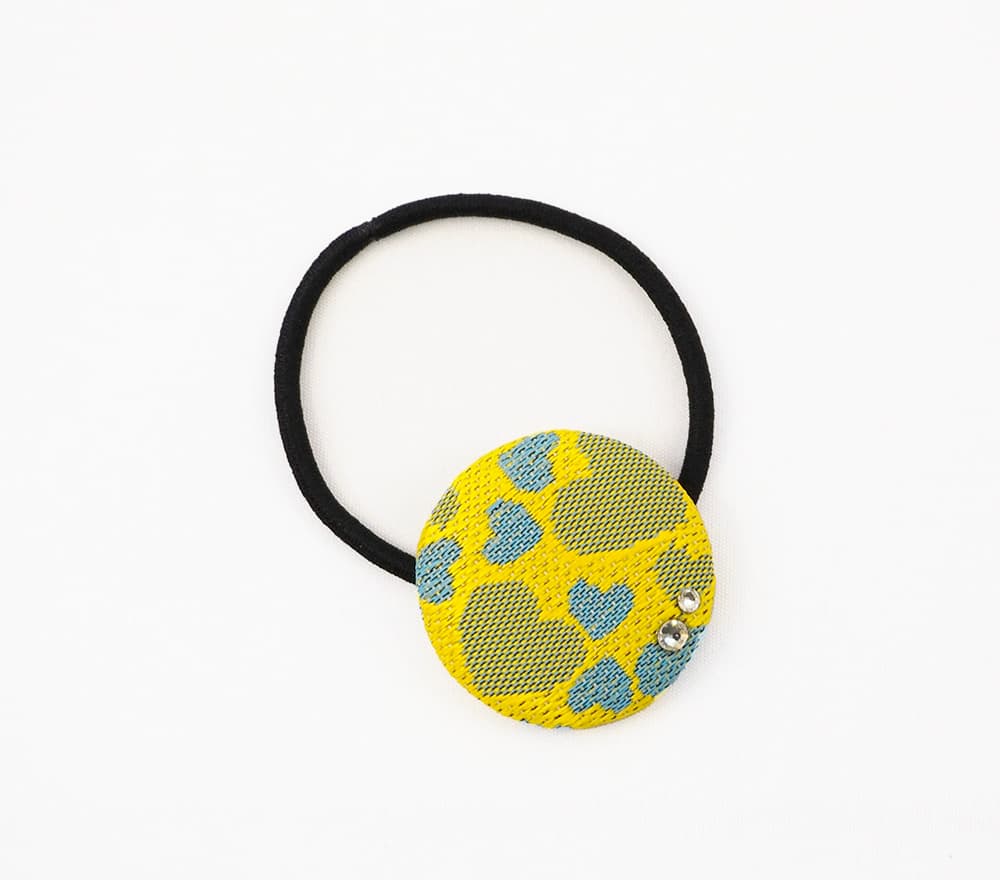 へりっこ縁ヘアゴム/ハート水色