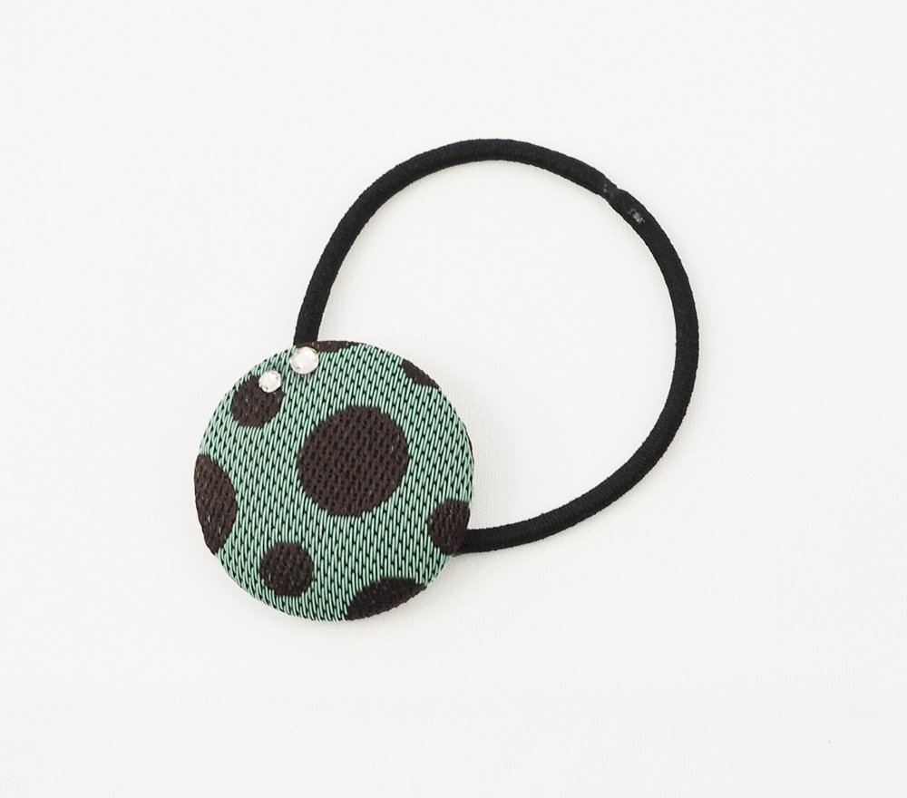 へりっこ縁ヘアゴム/大小水玉チョコミント