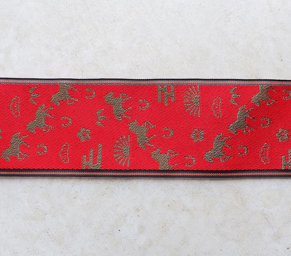 ●短め畳縁（1.5ｍ）招福午（うま）01/赤×金