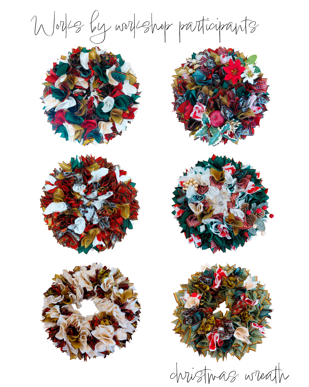 畳縁クリスマスリースワークショップ作品写真①